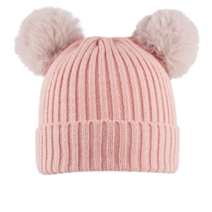 Gorro para adultos con bolitas de color rosa