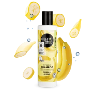 Champú revitalizante para cabello normal con plátano y jazmín.