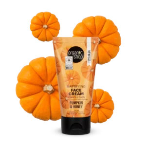 Crema facial matificante para piel grasa con calabaza y miel
