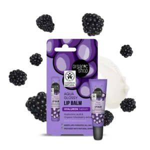 Bálsamo labial Aqua Glossy. Ácido hialurónico y extracto de mora