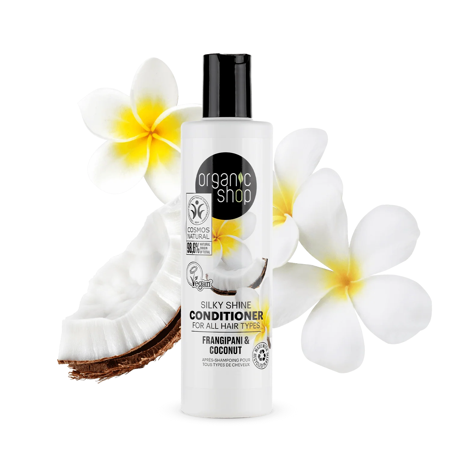 Acondicionador de brillo sedoso para todo tipo de cabello Frangipani y Coco